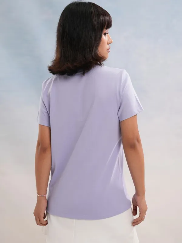 Tokyo Talkies Women Purple Printed Round Neck T-Shirt