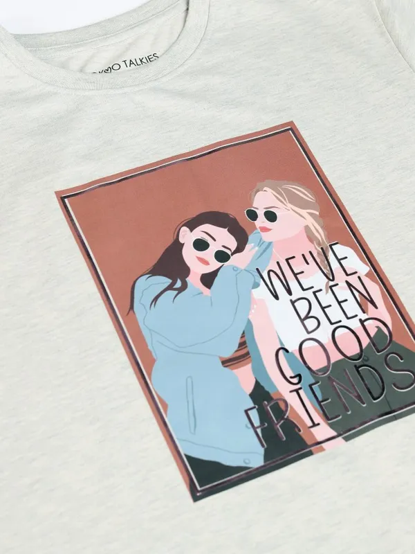 Tokyo Talkies Women Grey Printed Round Neck T-Shirt