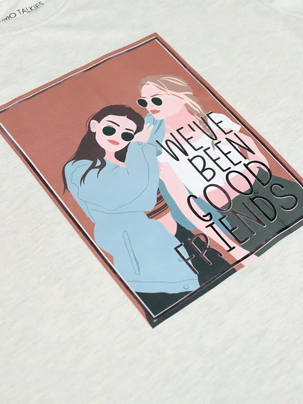 Tokyo Talkies Women Grey Printed Round Neck T-Shirt