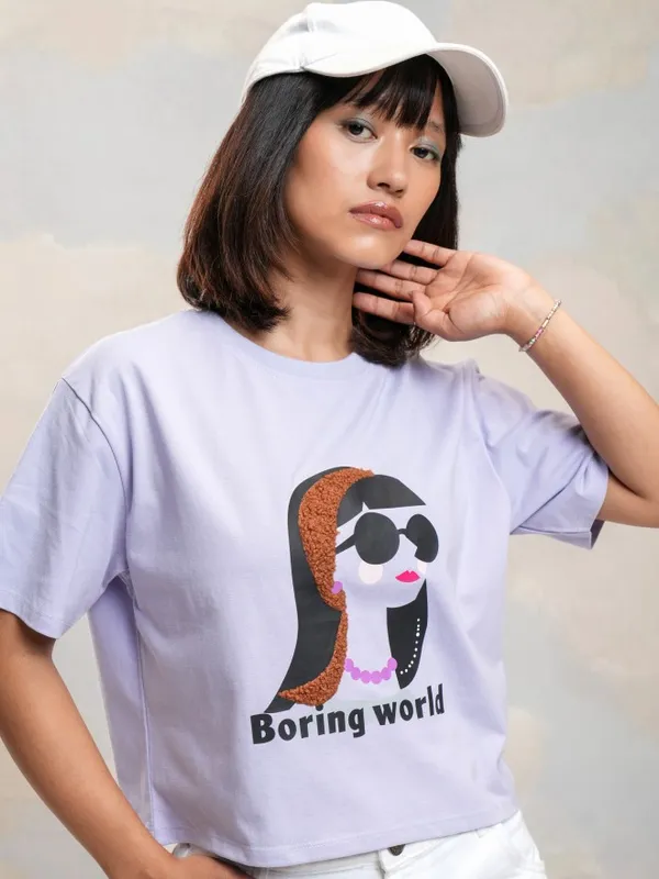 Tokyo Talkies Women Purple Printed Round Neck T-Shirt