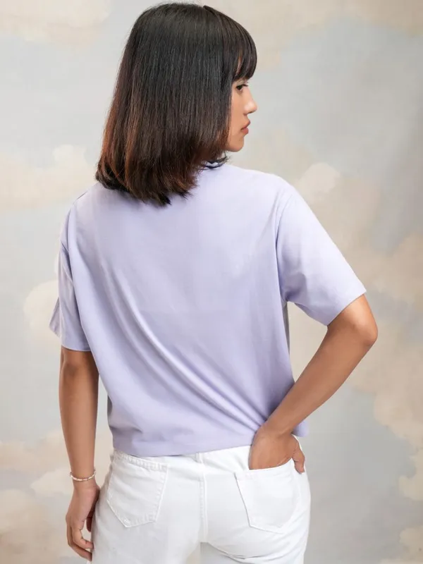 Tokyo Talkies Women Purple Printed Round Neck T-Shirt