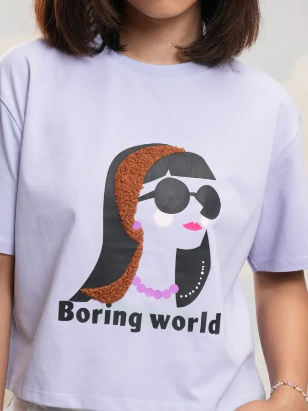 Tokyo Talkies Women Purple Printed Round Neck T-Shirt