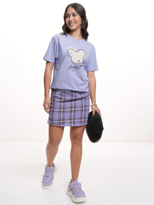 Tokyo Talkies Women Purple Printed Round Neck T-Shirt