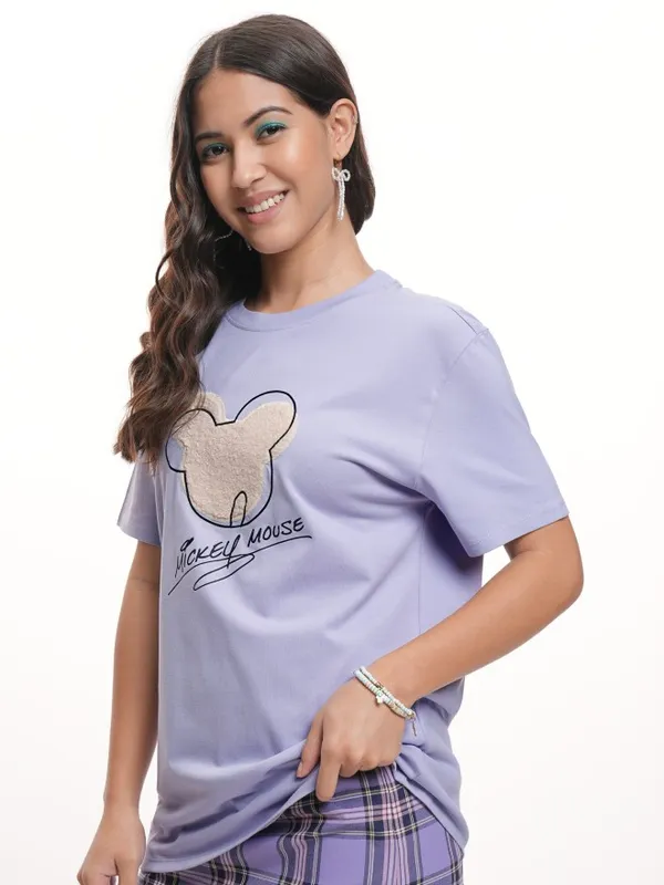 Tokyo Talkies Women Purple Printed Round Neck T-Shirt