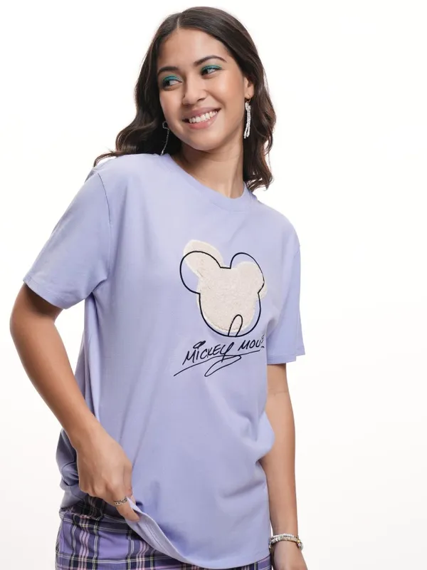 Tokyo Talkies Women Purple Printed Round Neck T-Shirt