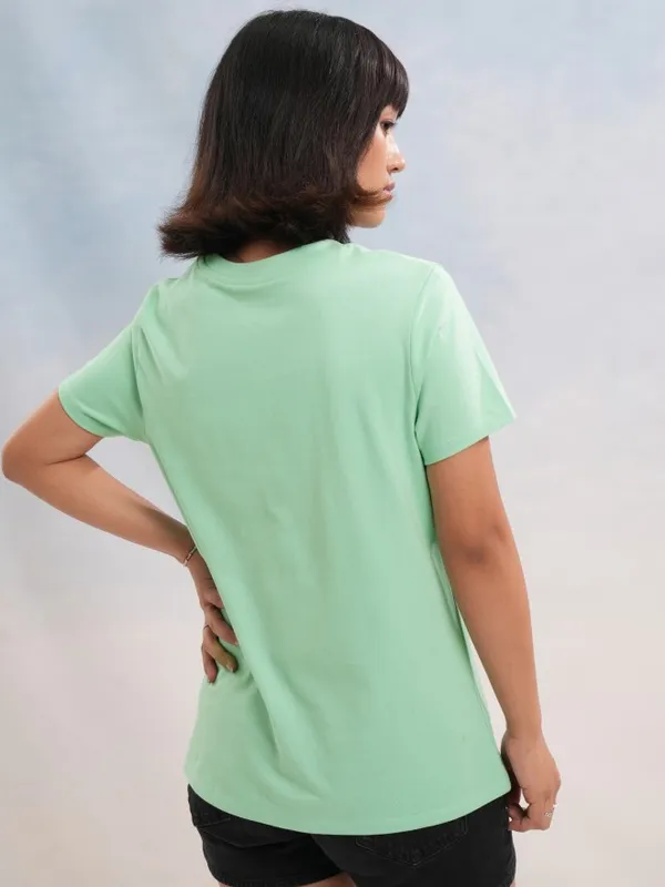 Tokyo Talkies Women Green Printed Round Neck T-Shirt