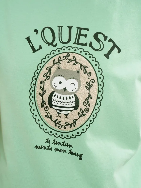 Tokyo Talkies Women Green Printed Round Neck T-Shirt