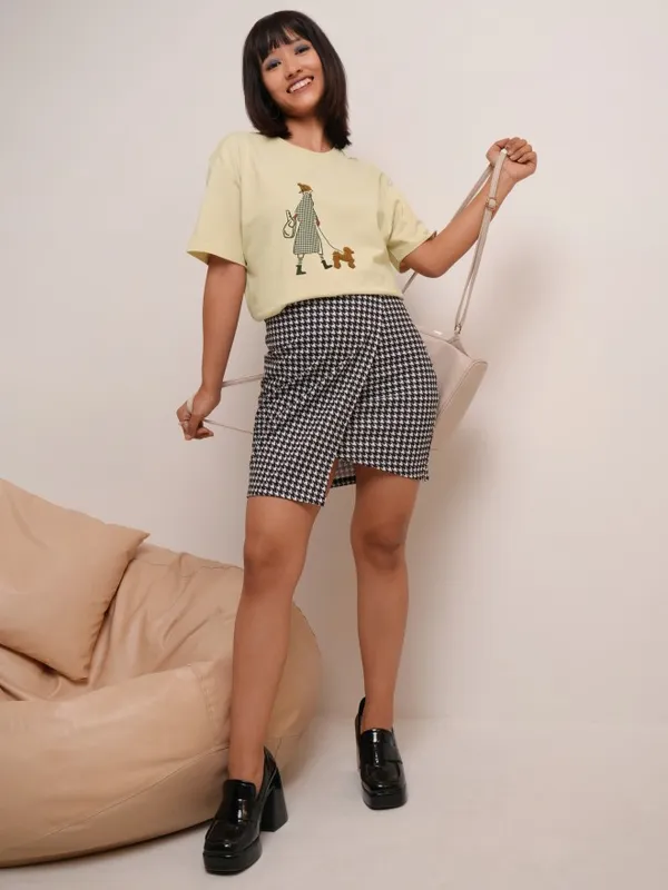 Tokyo Talkies Women Beige Printed Round Neck T-Shirt