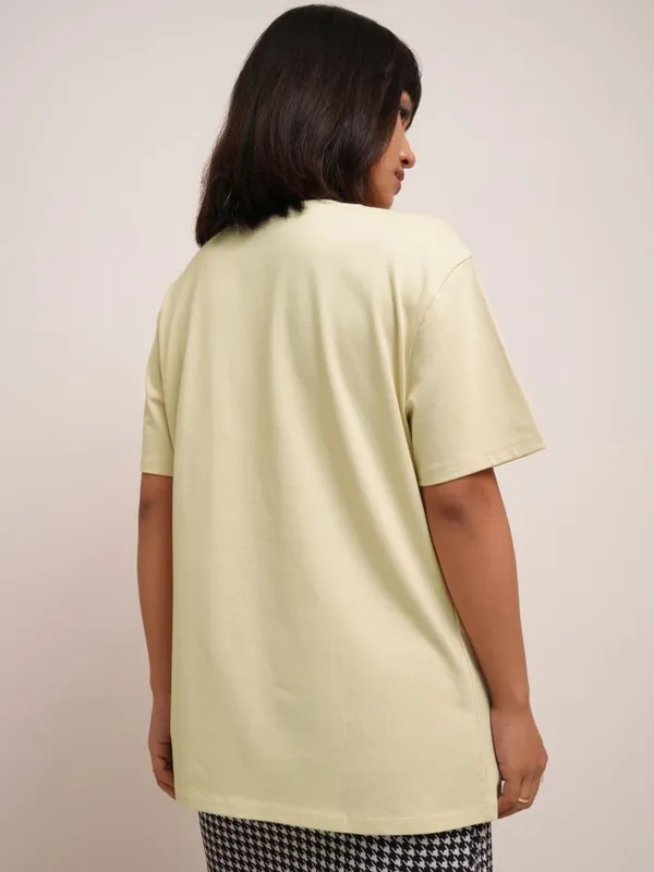 Tokyo Talkies Women Beige Printed Round Neck T-Shirt