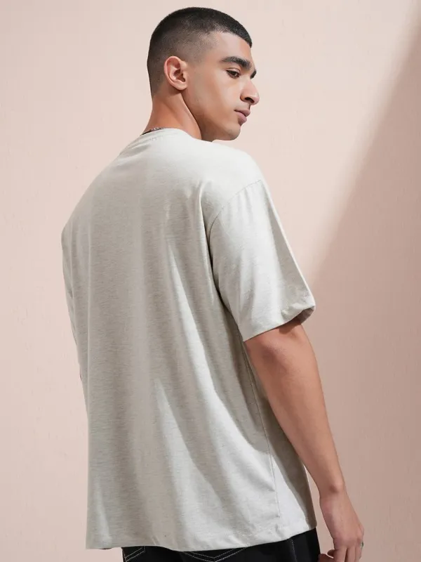 Highlander Men Grey Printed Round Neck Relaxed Fit T-Shirt