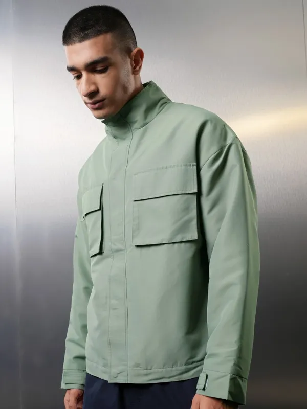 Highlander Men Olive Solid Tailored Jacket
