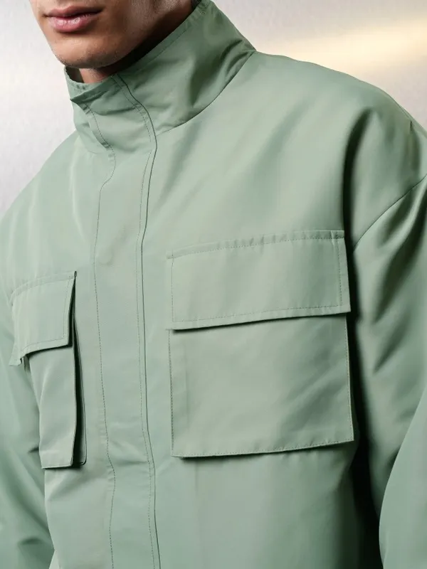 Highlander Men Olive Solid Tailored Jacket