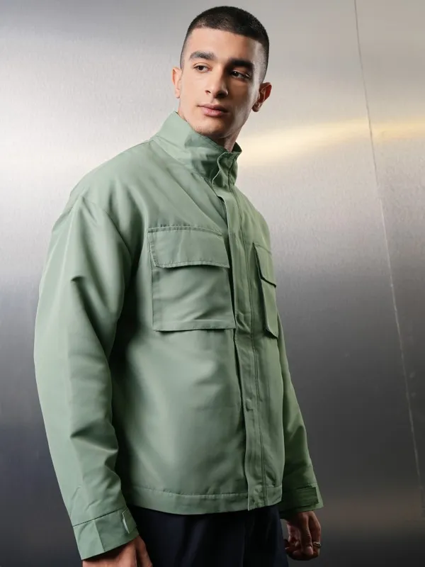 Highlander Men Olive Solid Tailored Jacket