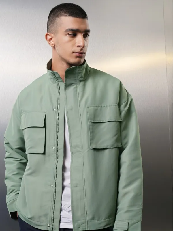 Highlander Men Olive Solid Tailored Jacket