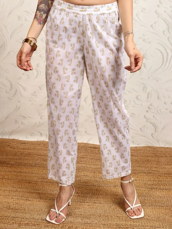 Vishudh Women Yellow Printed Kurta With Trousers And Dupatta