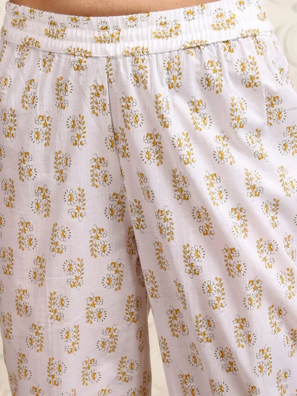 Vishudh Women Yellow Printed Kurta With Trousers And Dupatta