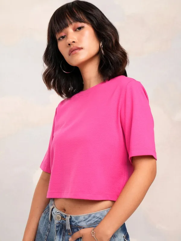 Tokyo Talkies Women Pink Solid Regular Top
