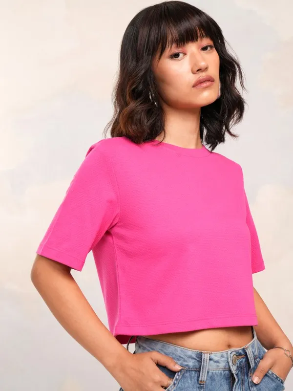 Tokyo Talkies Women Pink Solid Regular Top