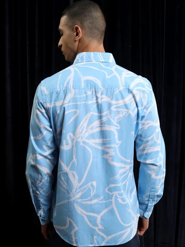 Ketch Men Blue Printed Regular Fit Casual Shirt
