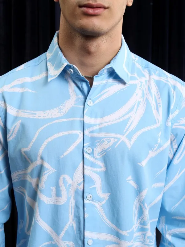 Ketch Men Blue Printed Regular Fit Casual Shirt