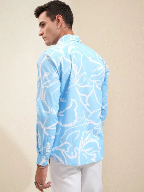Ketch Men Blue Printed Regular Fit Casual Shirt