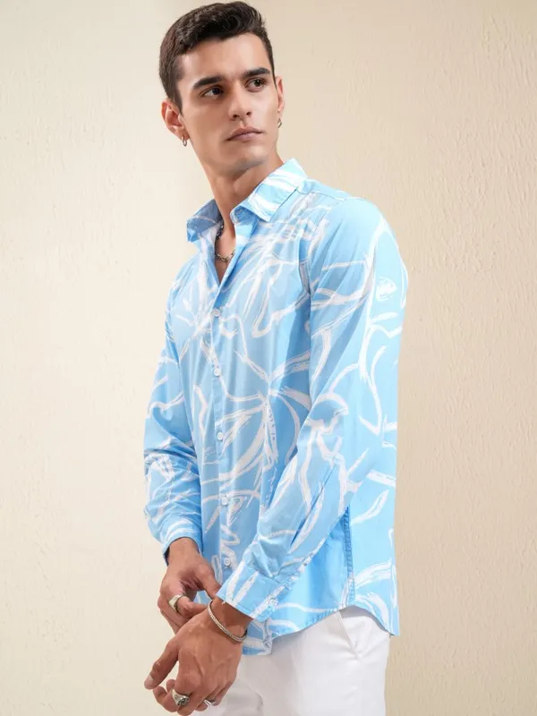 Ketch Men Blue Printed Regular Fit Casual Shirt