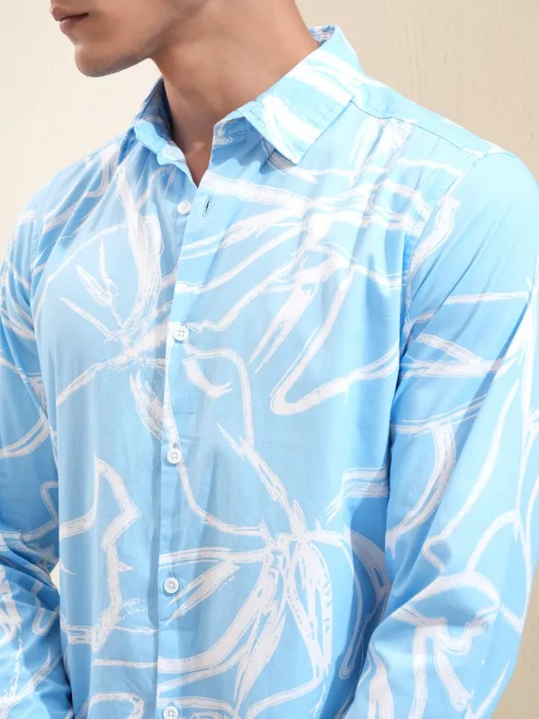 Ketch Men Blue Printed Regular Fit Casual Shirt