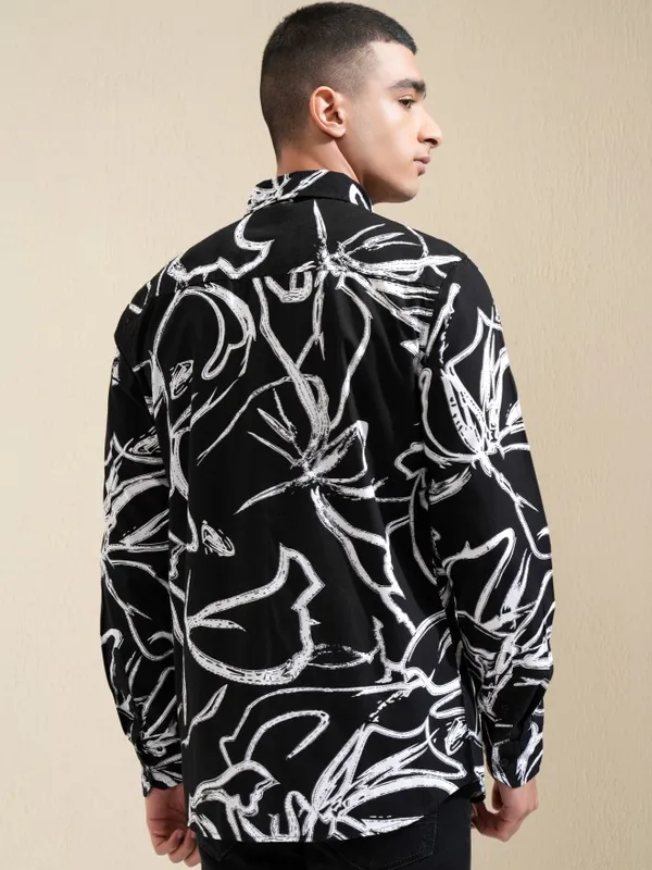 Ketch Men Black Printed Regular Fit Casual Shirt