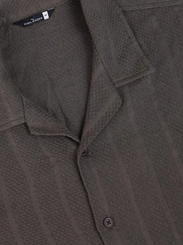 Highlander Men Grey Striped Oversized Fit Casual Shirt