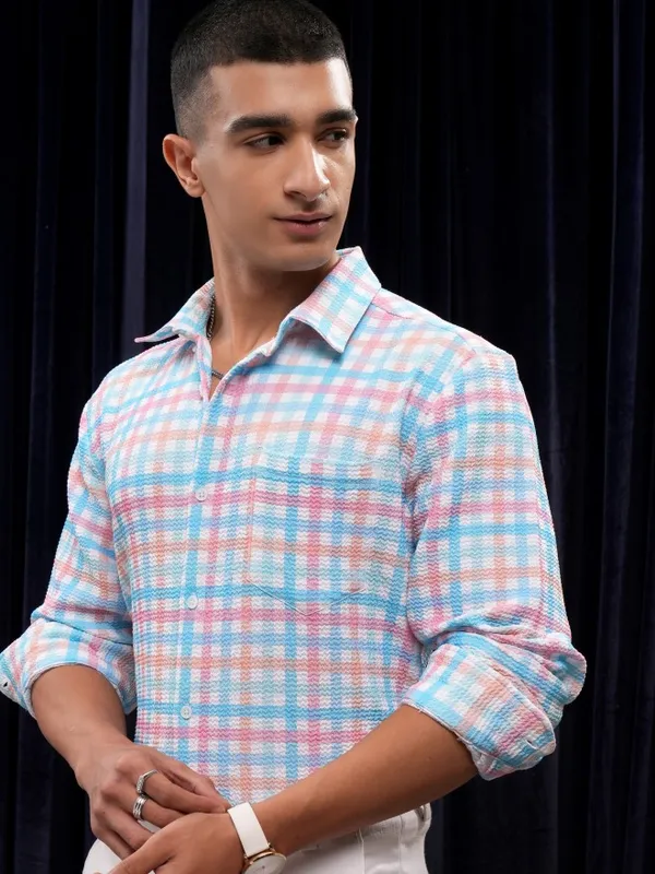 Highlander Men Multi Checked Regular Fit Casual Shirt