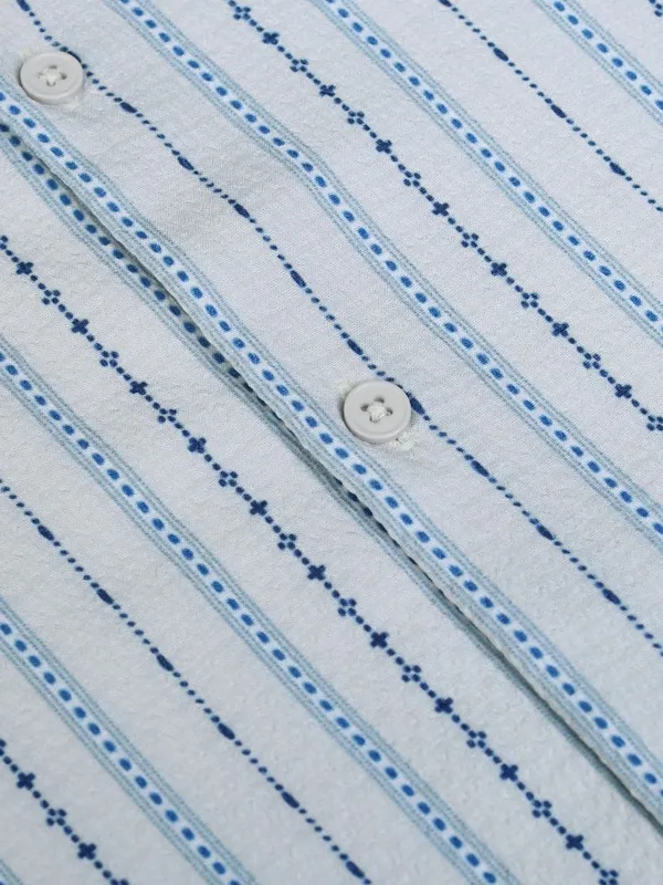 Highlander Men Off White Striped Relaxed Fit Casual Shirt