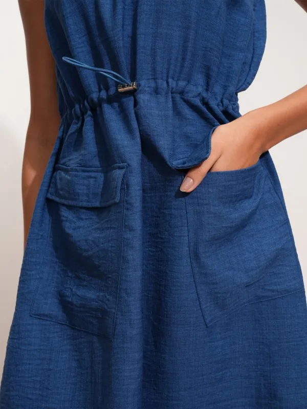 Solid Fit and Flare Dress