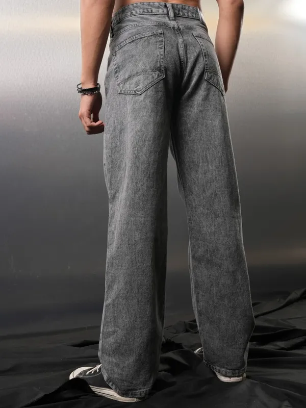 Highlander Men Grey Wide Leg Jeans