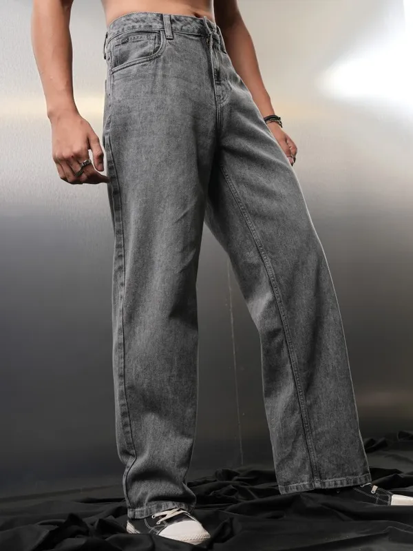 Highlander Men Grey Wide Leg Jeans