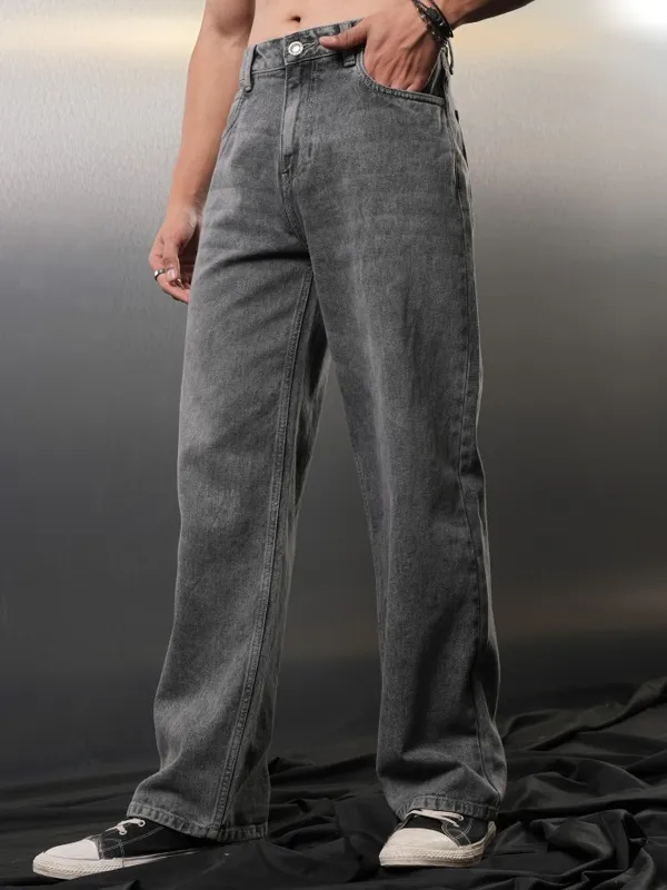 Highlander Men Grey Wide Leg Jeans