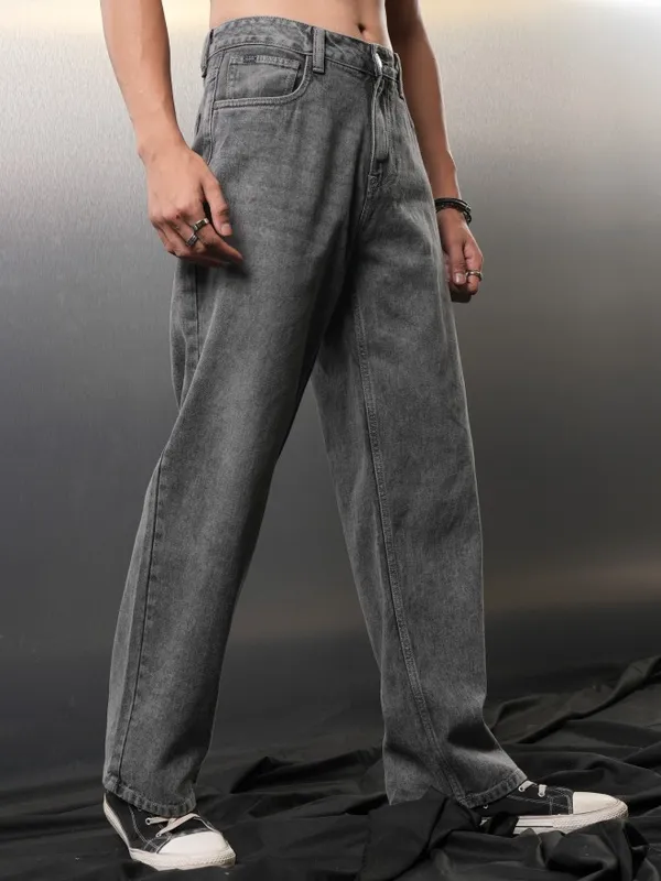 Highlander Men Grey Wide Leg Jeans