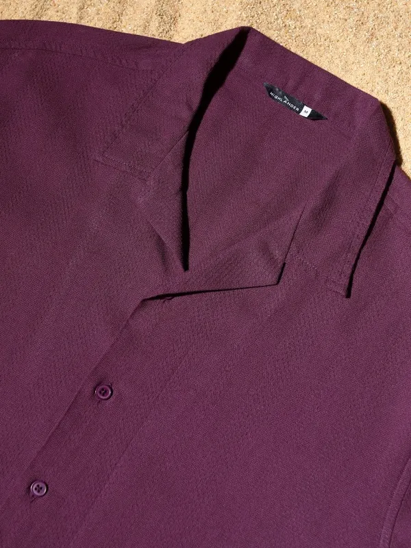 Highlander Men Purple Textured Relaxed Fit Casual Shirt