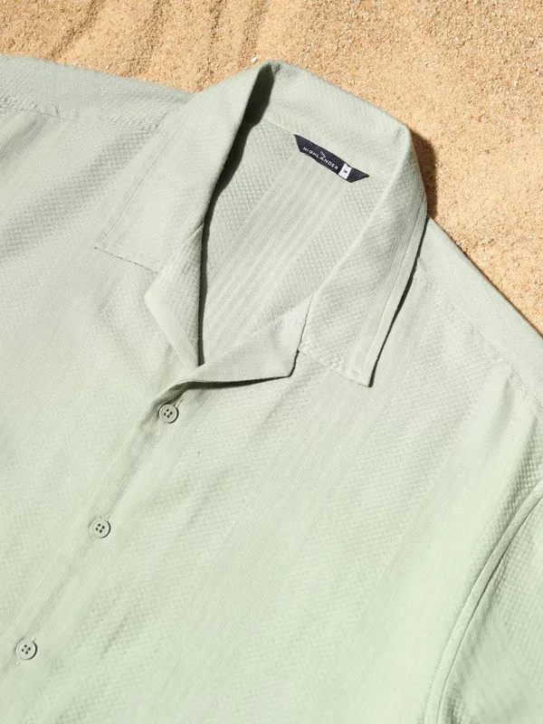 Highlander Men Sage Textured Relaxed Fit Casual Shirt