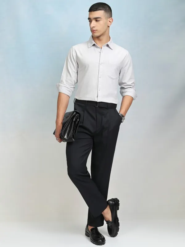 Highlader Men Grey Printed Regular Fit Casual Shirt