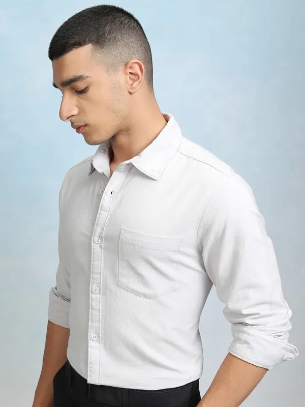 Highlader Men Grey Printed Regular Fit Casual Shirt