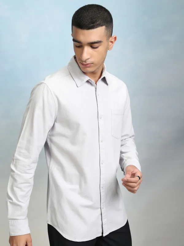 Highlader Men Grey Printed Regular Fit Casual Shirt