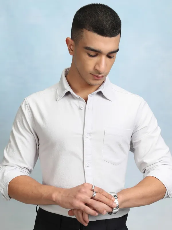 Highlader Men Grey Printed Regular Fit Casual Shirt