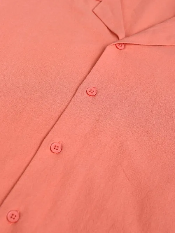 Highlander Men Orange Solid Relaxed Fit Casual Shirt