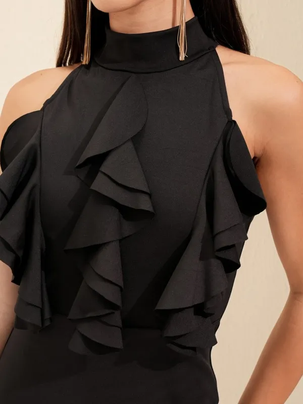 Tokyo Talkies Women Black Solid Bodycon Dress