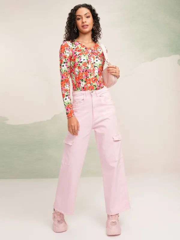Tokyo Talkies Women Red Printed Regular Top