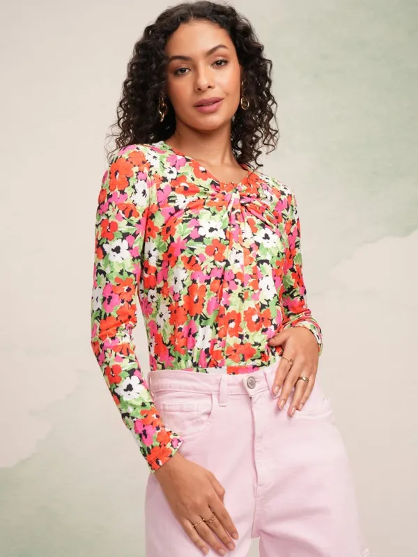 Tokyo Talkies Women Red Printed Regular Top