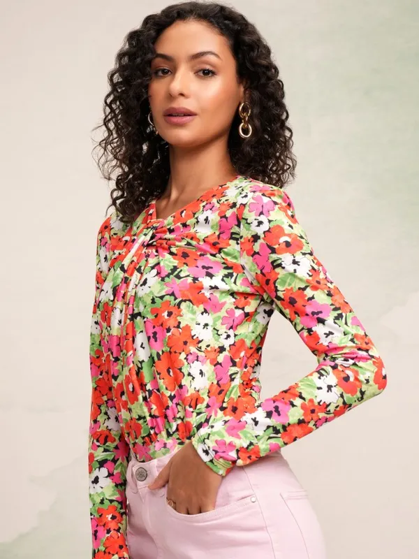 Tokyo Talkies Women Red Printed Regular Top