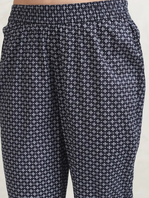 Vishudh Women Navy Blue Printed Kurta With Trousers And Dupatta