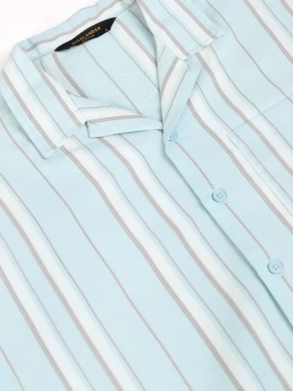 Highlander Men Blue Striped Relaxed Fit Casual Shirt