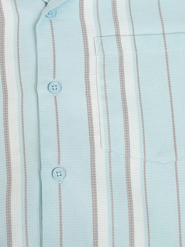 Highlander Men Blue Striped Relaxed Fit Casual Shirt